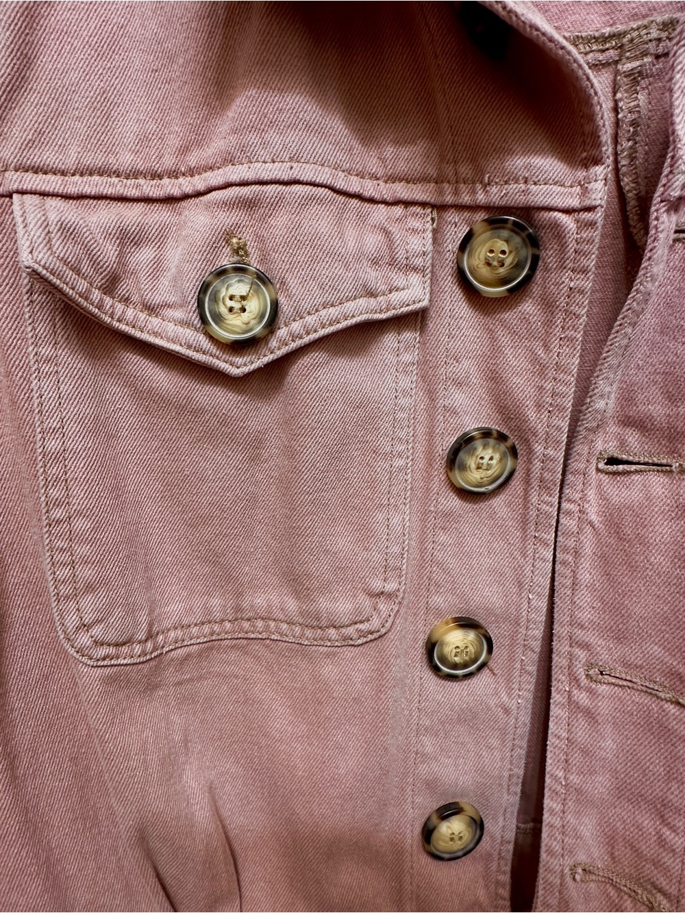Free People “Eisenhower” Denim Button-Up Jacket (Dusty Pink/Mauve) - Picture 7 of 10